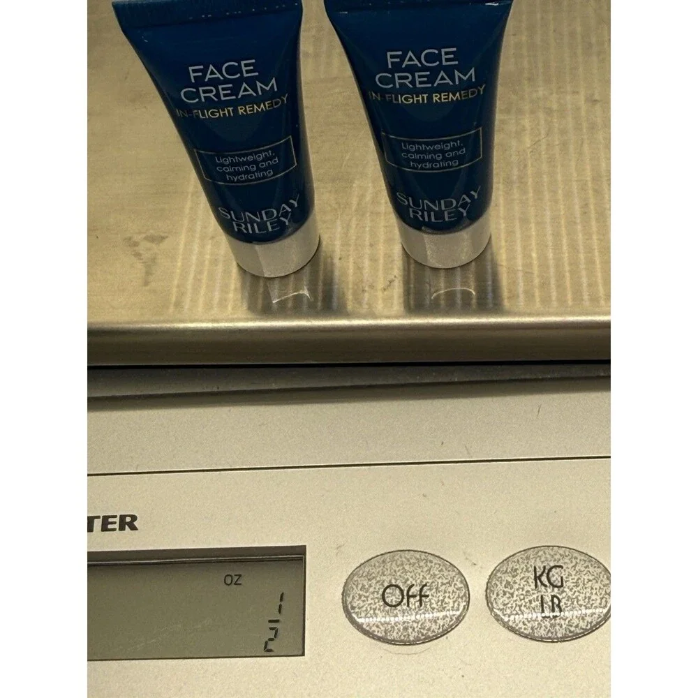 5 Sunday Riley In-Flight Remedy Face Cream 2, Hand Cream 2, Cleansing Cloth New